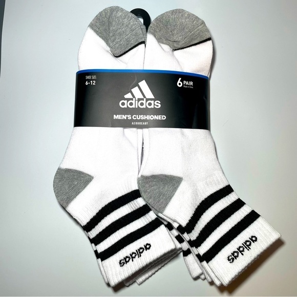 adidas Underwear & Socks Adidas Mens Quarter Socks 6 Pairs Size 62